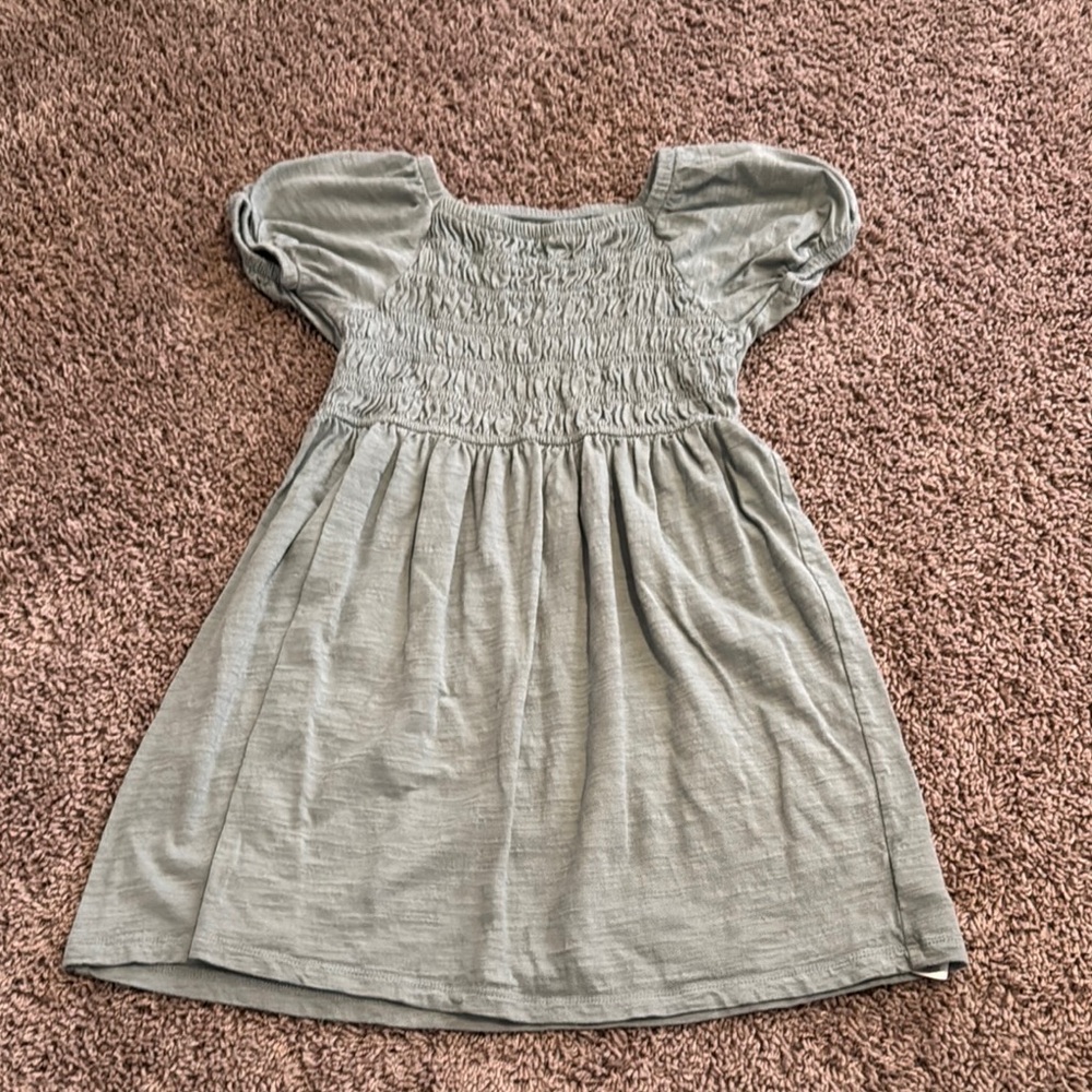 GAP Green Smocked Puff Sleeve Sundress